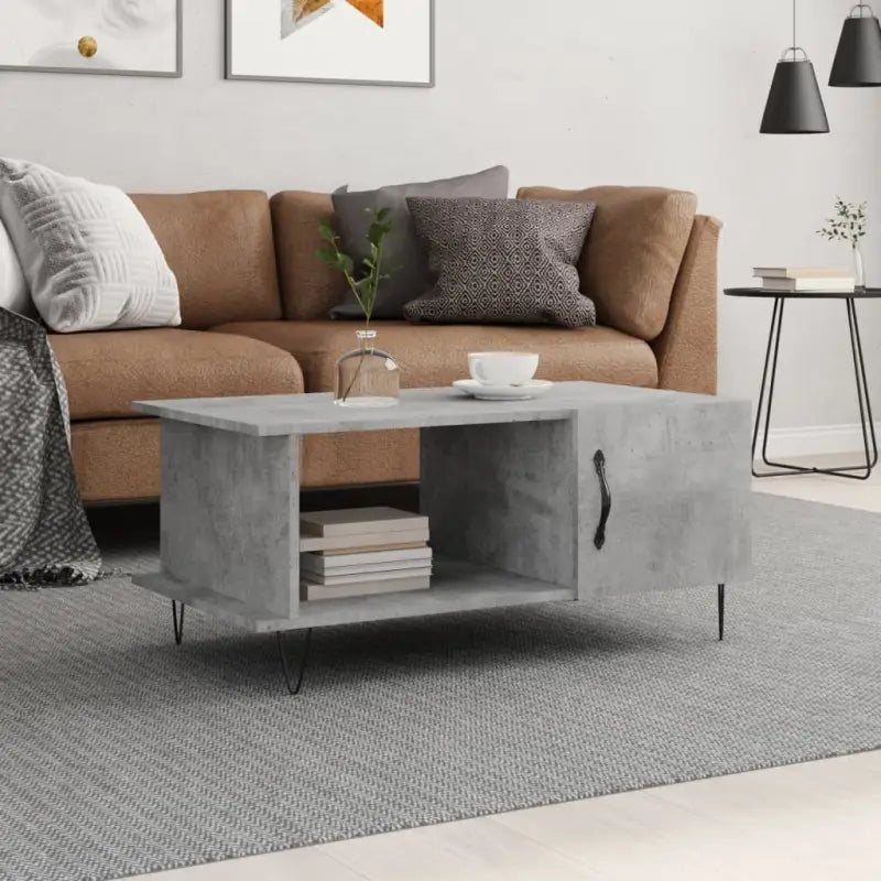 Salontafel met ijzeren poten en bewerkt hout in grijs sonoma - Betongrijs / 1 - Salontafels