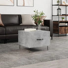 Salontafel met ijzeren poten en bewerkt hout voor een elegante woonkamer - Betongrijs / 1 - Salontafels