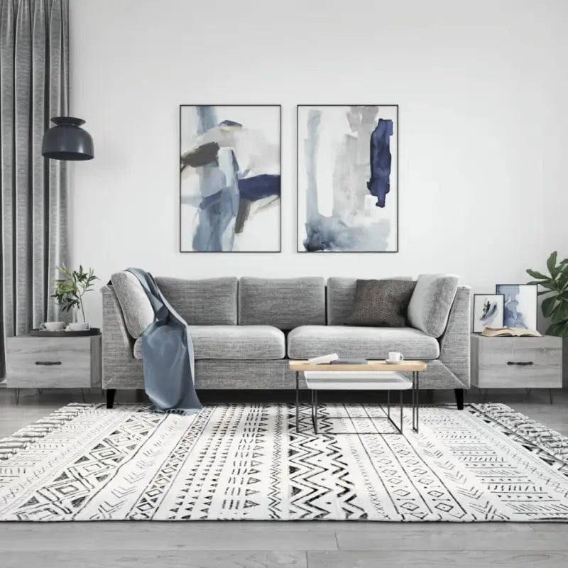 Salontafel met ijzeren poten en bewerkt hout voor een elegante woonkamer - Grijs sonoma / 2 - Salontafels
