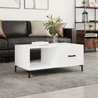 Salontafel met ijzeren poten en bewerkt hout voor een elegante woonkamer - Wit / 1 - Salontafels