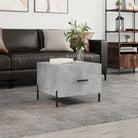 Salontafel met ijzeren poten en bewerkt hout voor een elegante woonkamer - Betongrijs / 1 - Salontafels