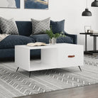 Salontafel met ijzeren poten en bewerkt hout voor een stijlvolle woonkamer - Wit / 1 - Salontafels