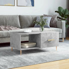 Salontafel met ijzeren poten en bewerkt hout voor elegante woonkamerstijl - Betongrijs / 1 - Salontafels