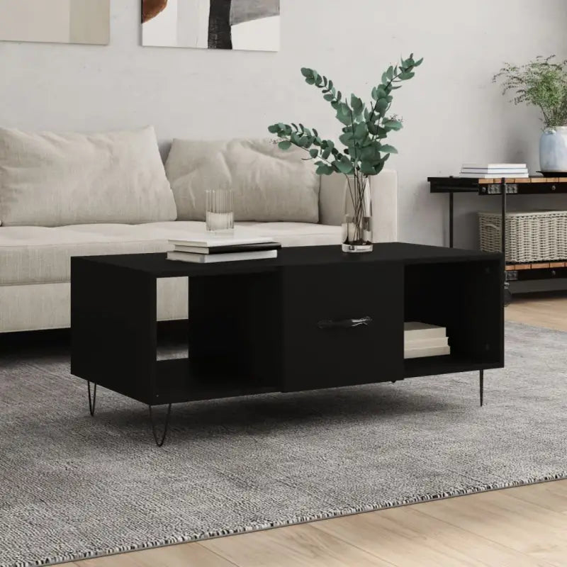 Salontafel met ijzeren poten en bewerkt hout voor elegante woonkamer - Zwart / 1 - Salontafels
