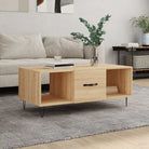 Salontafel met ijzeren poten en bewerkt hout voor elegante woonkamer - Sonoma eiken / 1 - Salontafels