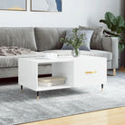 Salontafel met ijzeren poten en bewerkt hout voor elegante woonkamer - Hoogglans wit / 1 - Salontafels