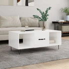 Salontafel met ijzeren poten en bewerkt hout voor elegante woonkamer - Hoogglans wit / 1 - Salontafels