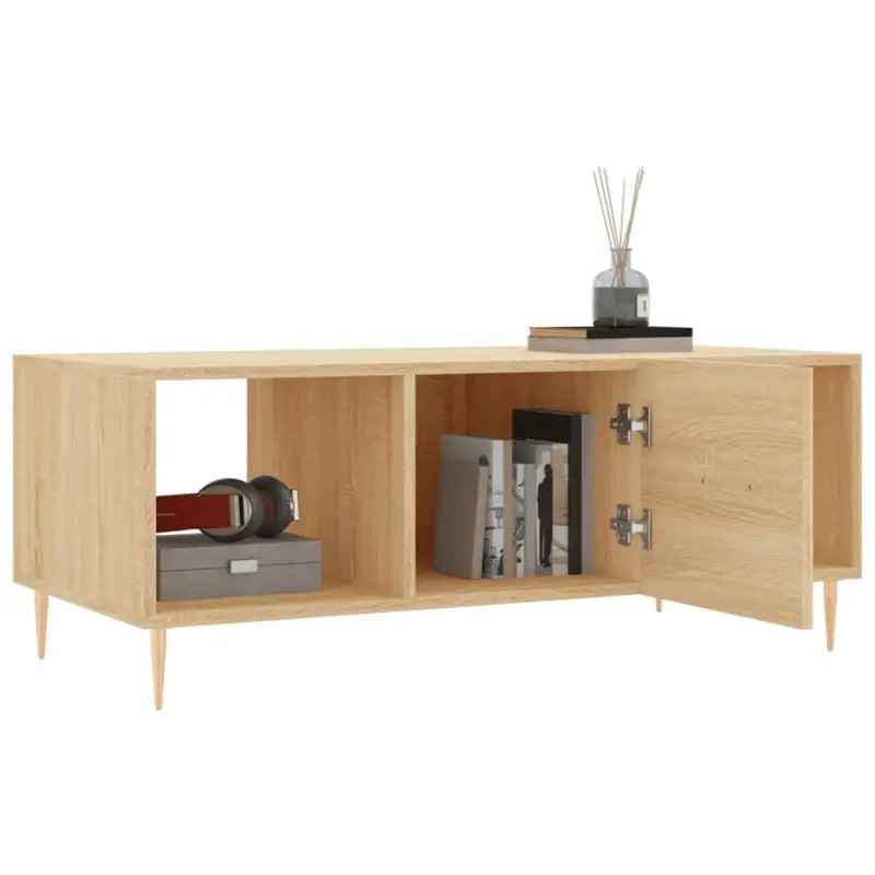 Salontafel met ijzeren poten en bewerkt hout voor elegante woonkamer - Salontafels