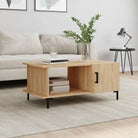 Salontafel met ijzeren poten en bewerkt hout voor elegante woonkamer - Sonoma eiken / 1 - Salontafels