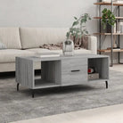 Salontafel met ijzeren poten en bewerkt hout voor stijlvolle woonruimte - Grijs sonoma / 1 - Salontafels