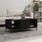 Salontafel met ijzeren poten en bewerkt hout voor stijlvolle woonruimte - Zwart / 1 - Salontafels