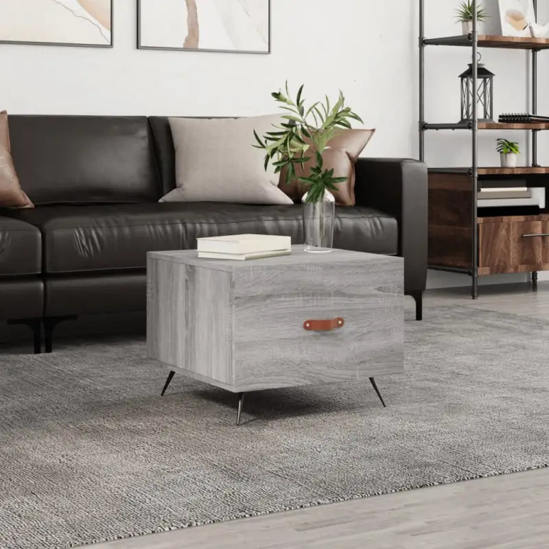 Salontafel met ijzeren poten en hoogglans wit bewerkt hout - Grijs sonoma / 1 - Salontafels