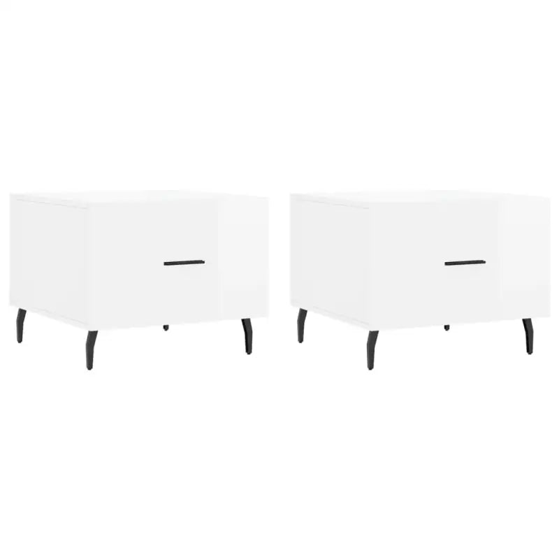 Salontafel met ijzeren poten en hoogglans wit bewerkt hout - Salontafels