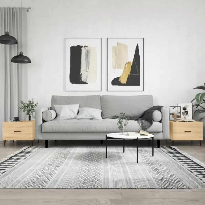 Salontafel met ijzeren poten en hoogglans wit bewerkt hout - Sonoma eiken / 2 - Salontafels