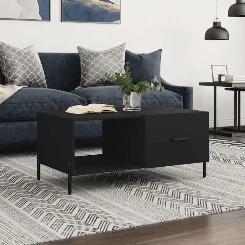 Salontafel met ijzeren poten in grijs sonoma bewerkt hout - Zwart / 1 - Salontafels