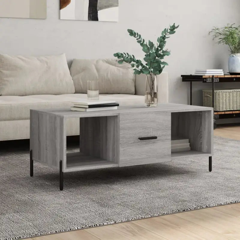 Salontafel met ijzeren poten in grijs Sonoma van bewerkt hout - Grijs sonoma / 1 - Salontafels
