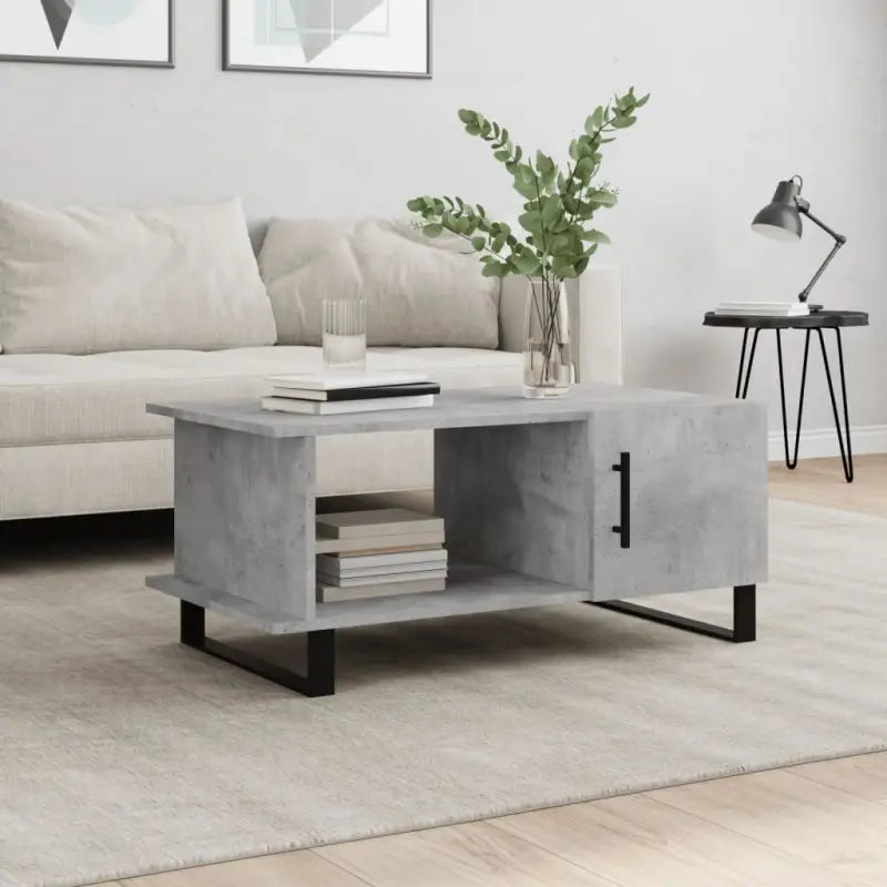 Salontafel met ijzeren poten van bewerkt hout voor een elegante woonkamer - Betongrijs / 1 - Salontafels