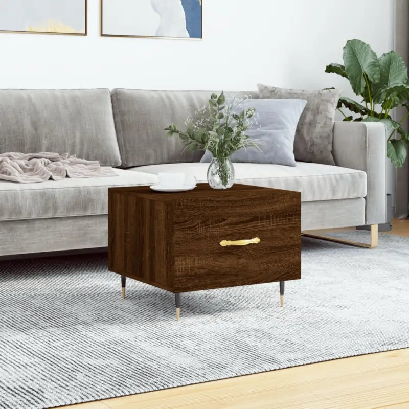 Salontafel met ijzeren poten van bewerkt hout voor elegantie - bruin eikenkleur / 1 - Salontafels