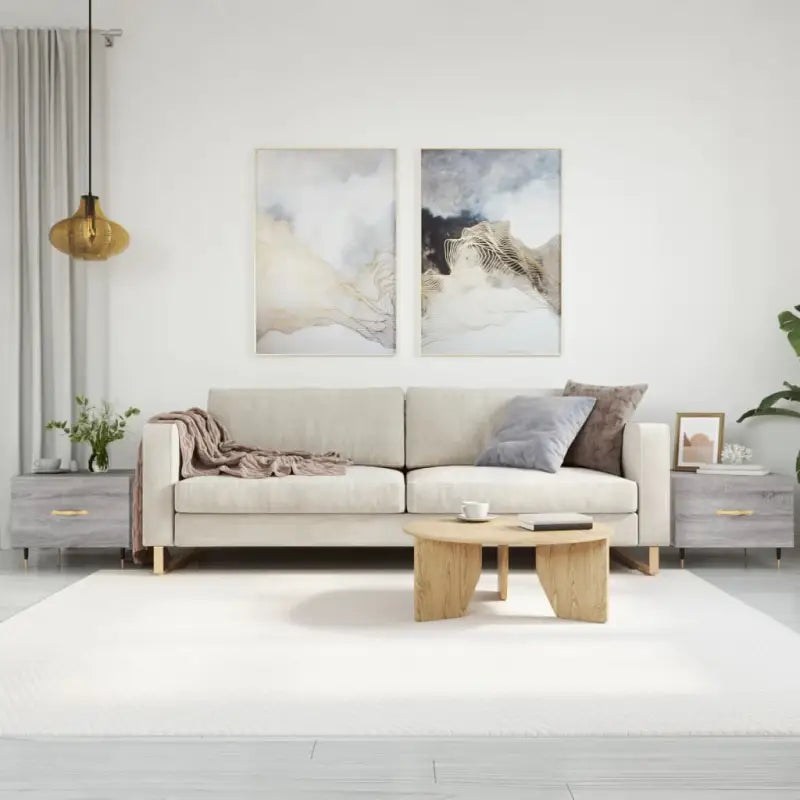 Salontafel met ijzeren poten van bewerkt hout voor elegantie - Grijs sonoma / 2 - Salontafels