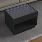 Salontafel met LED-infinity spiegel in grijs sonoma van bewerkt hout - Zwart / 1 / 70 cm - Salontafels