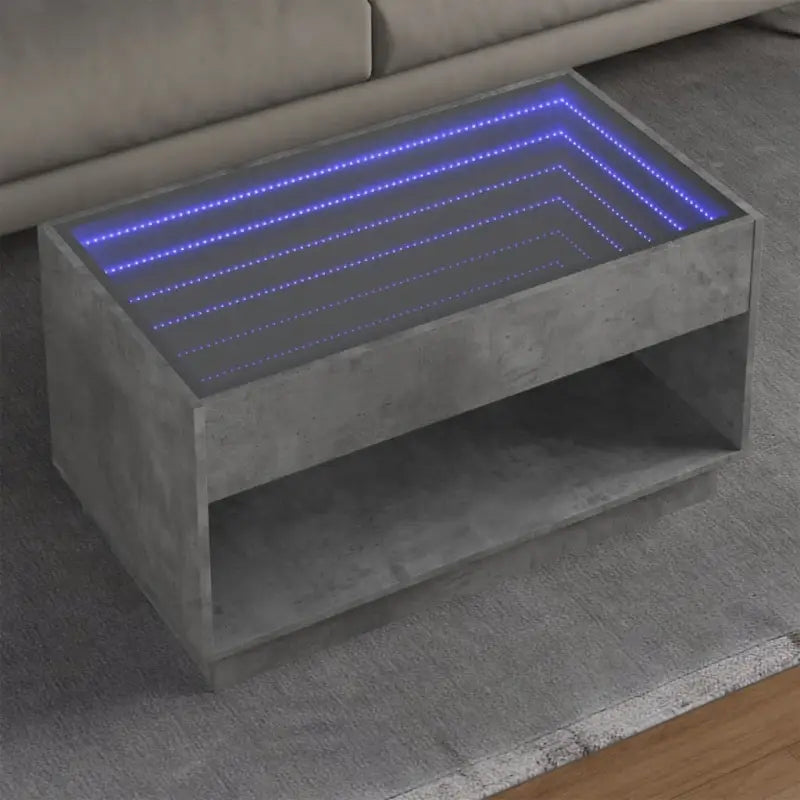 Salontafel met LED-infinity spiegel in grijs sonoma van bewerkt hout - Betongrijs / 1 / 90 cm - Salontafels