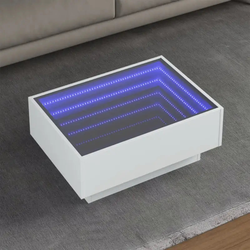 Salontafel met LED-infinity spiegel van bewerkt hout voor elke ruimte - Wit / 70 x 50 x 30 cm / 1 - Salontafels