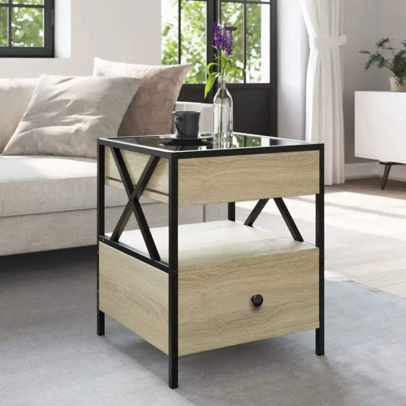 Salontafel met LED-infinity spiegel van bewerkt hout voor elke ruimte - Salontafels