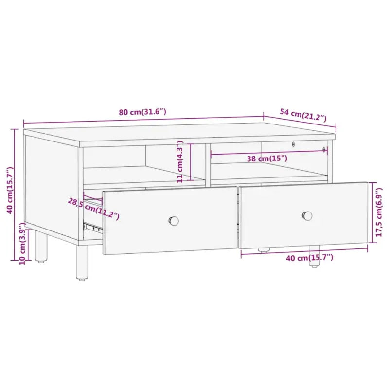 Salontafel met massief acaciahout en ijzeren poten voor elegante woonkamer - Salontafels