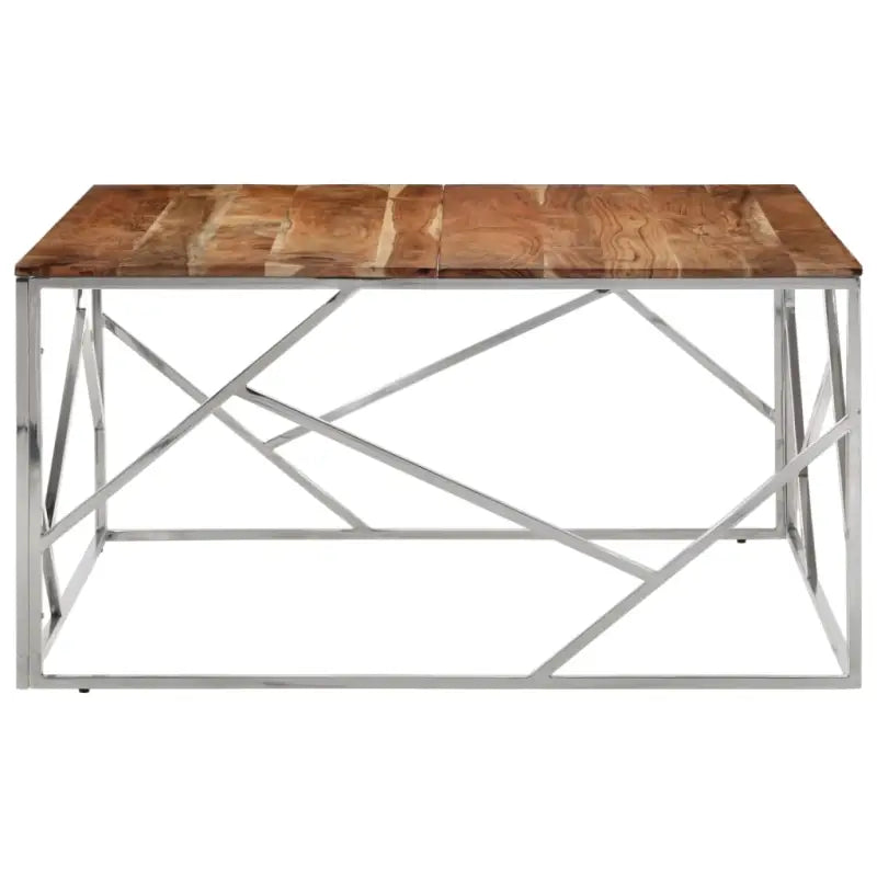Salontafel met massief acaciahout en roestvrij staal elegant design - Salontafels
