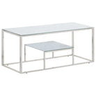 Salontafel met massief bielshout en roestvrij staal voor elegantie - Zilver en wit / 1 / Glas - Salontafels