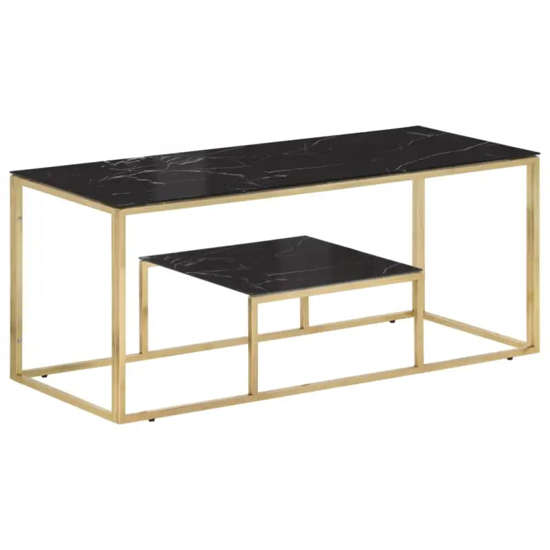 Salontafel met massief bielshout en roestvrij staal voor elegantie - Goud en zwart / 1 / Glas - Salontafels