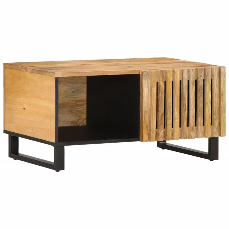 Salontafel met massief mangohout en glazen tafelblad - Bruin / 1 / Massief ruw mangohout - Salontafels