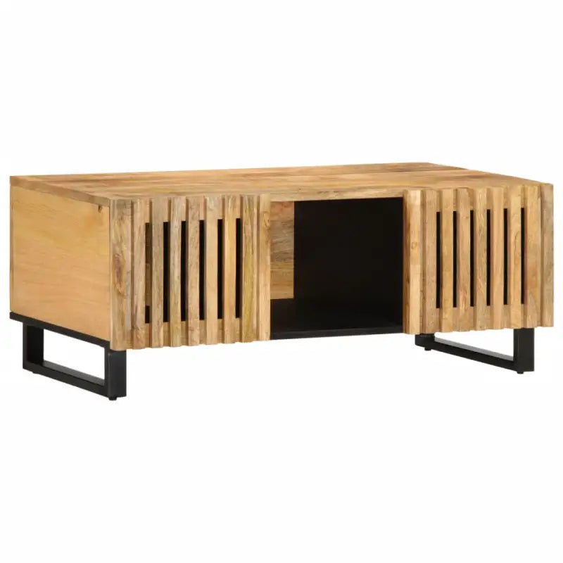 Salontafel met massief mangohout en glazen tafelblad - Lichtbruin / 1 / massief mangohout - Salontafels