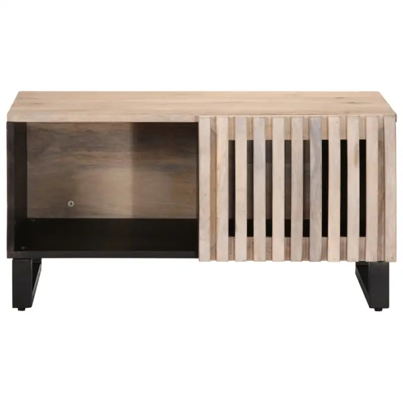 Salontafel met massief mangohout en glazen tafelblad - Salontafels