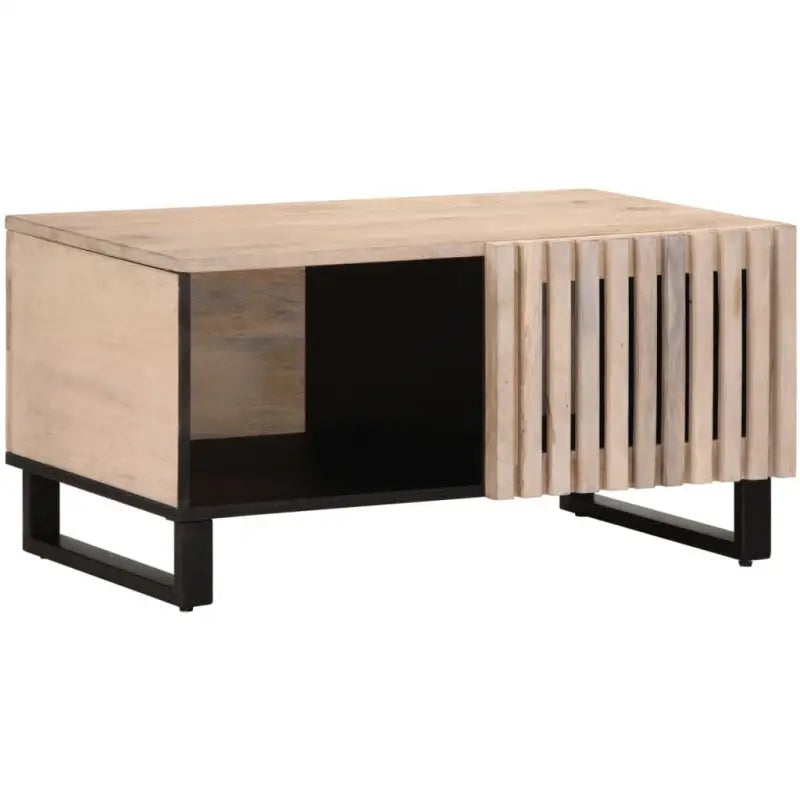 Salontafel met massief mangohout en glazen tafelblad - Salontafels