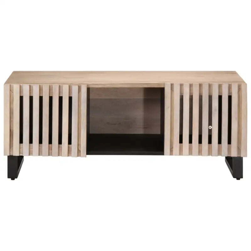 Salontafel met massief mangohout en glazen tafelblad - Salontafels