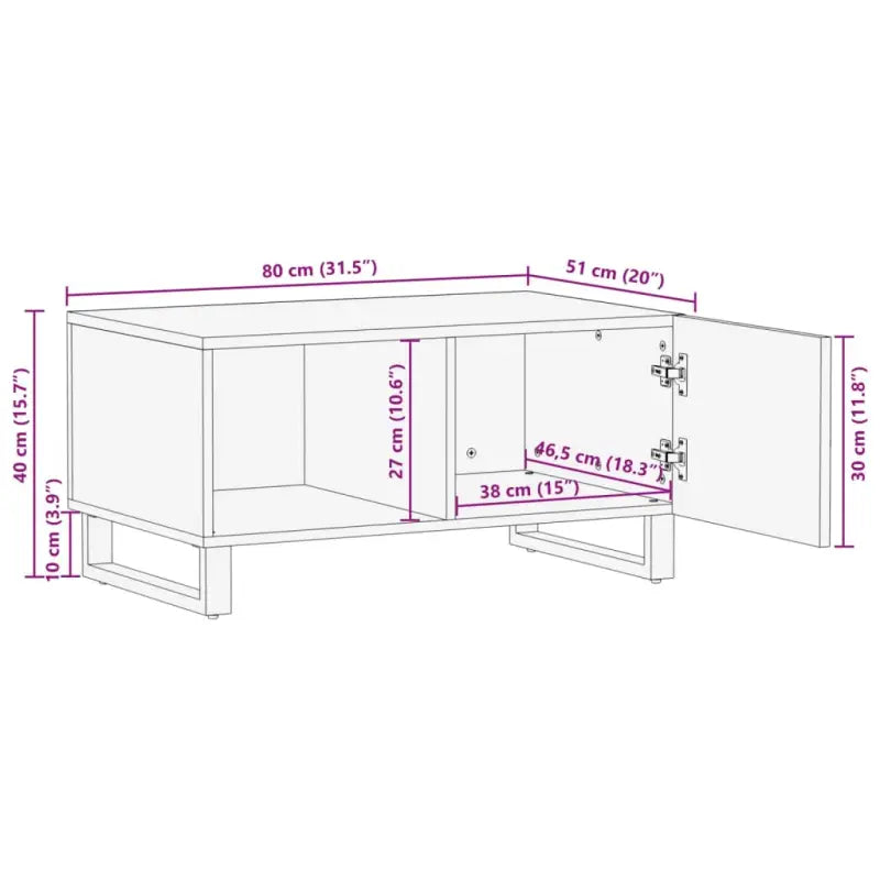 Salontafel met massief mangohout en glazen tafelblad - Salontafels