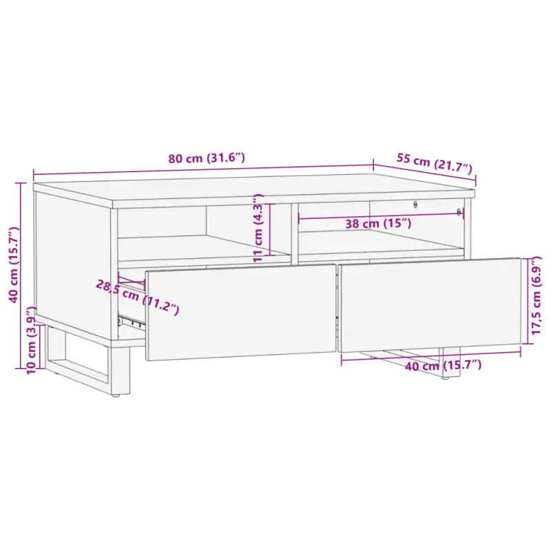 Salontafel met massief mangohout en glazen tafelblad voor stijl en functionaliteit - Salontafels