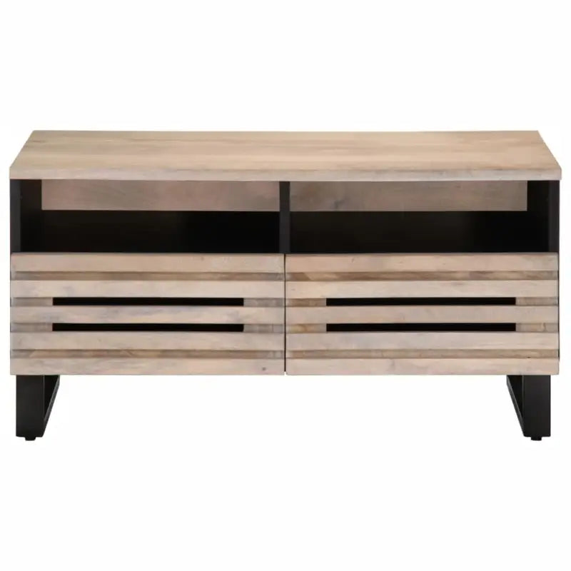 Salontafel met massief mangohout en glazen tafelblad voor stijl en functionaliteit - Salontafels