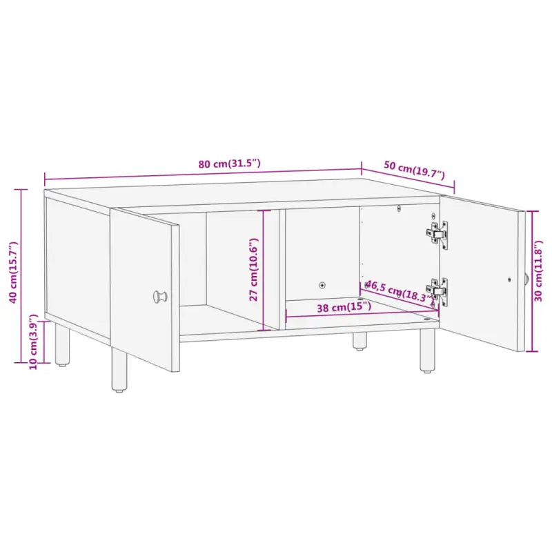 Salontafel met massief mangohout en ijzeren poten voor een elegante woonkamer - Salontafels