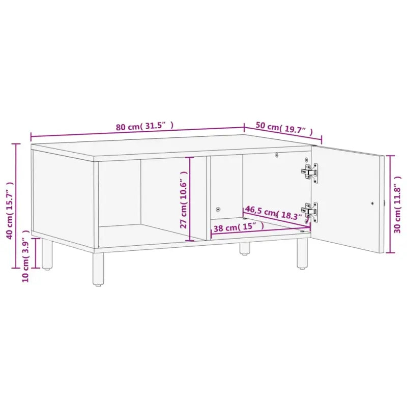 Salontafel met massief mangohout en ijzeren poten voor elegance - Salontafels