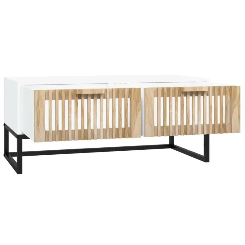 Salontafel met metalen poten en bewerkt hout voor een stijlvolle kamer - Salontafels