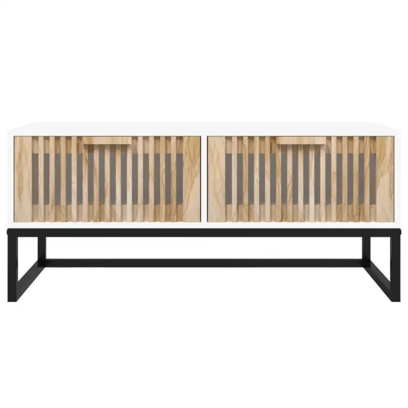 Salontafel met metalen poten en bewerkt hout voor een stijlvolle kamer - Salontafels