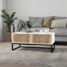 Salontafel met metalen poten en bewerkt hout voor een stijlvolle kamer - Wit / 1 - Salontafels