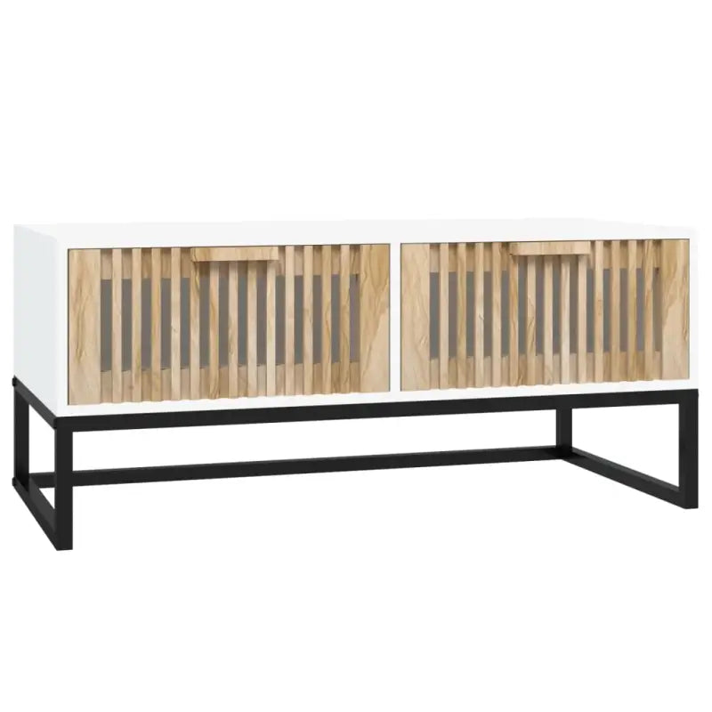 Salontafel met metalen poten en bewerkt hout voor een stijlvolle kamer - Salontafels