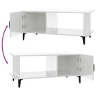 Salontafel met metalen poten en hoogglans wit afwerking van bewerkt hout - Salontafels