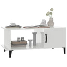 Salontafel met metalen poten en hoogglans wit afwerking van bewerkt hout - Salontafels