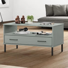 Salontafel met metalen poten van massief grenenhout - Grijs / 1 - Salontafels