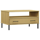 Salontafel met metalen poten van massief grenenhout - Salontafels