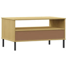 Salontafel met metalen poten van massief grenenhout - Salontafels